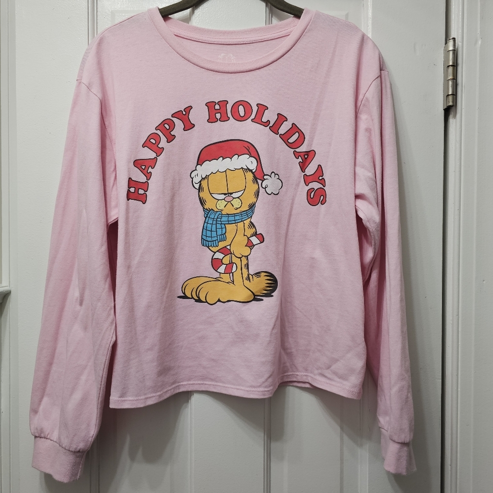 🎄 Garfield “Happy Holidays” Christmas Long Sleeve Shirt Girls XL